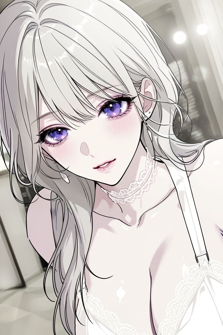 solo,  ,  romantic flowing wavy white hair down to the waist on Tensor.Art