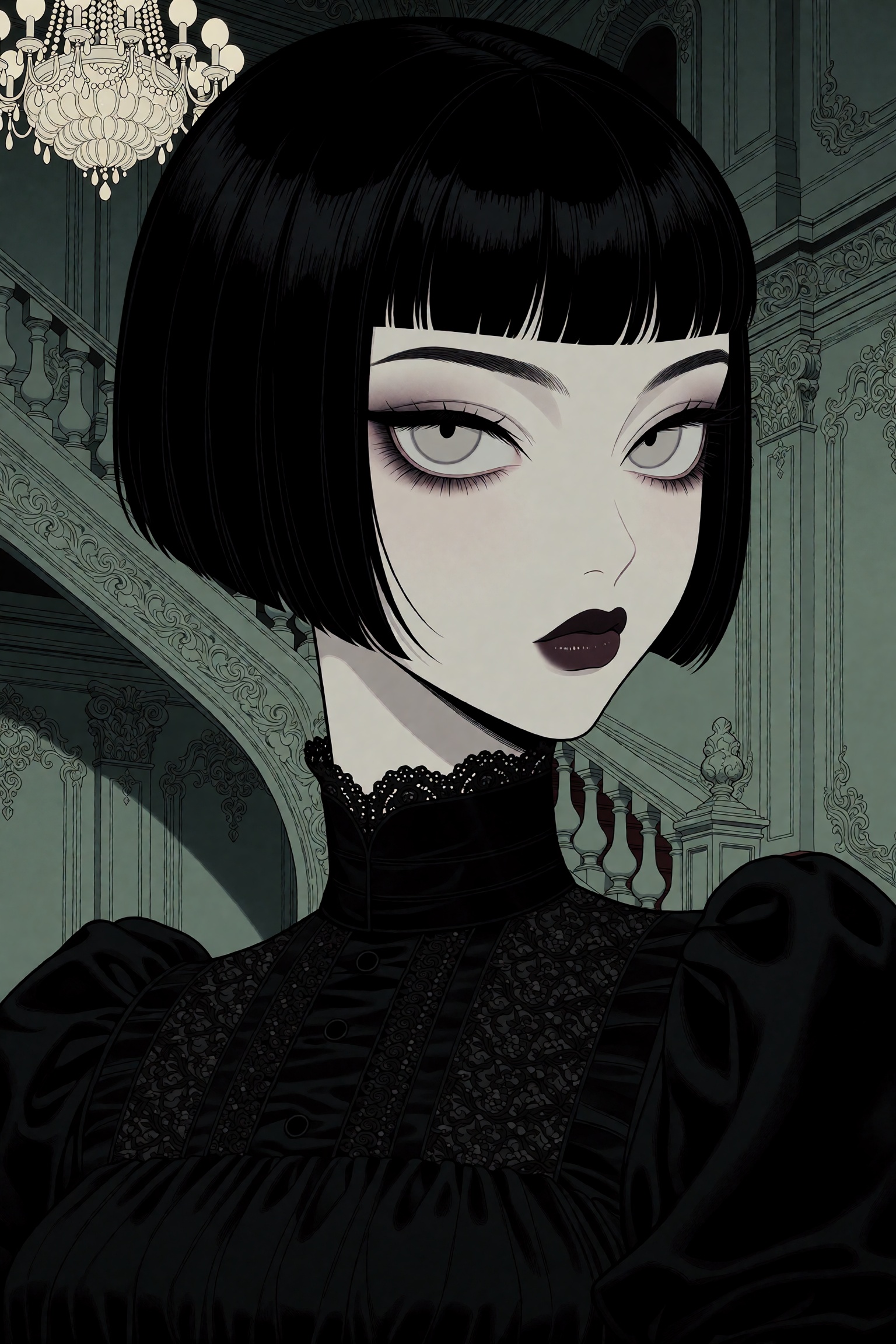 highres,  absurdres,  @3L1G05MK A stylized digital illustration depicts a young woman with a sharp on Tensor.Art