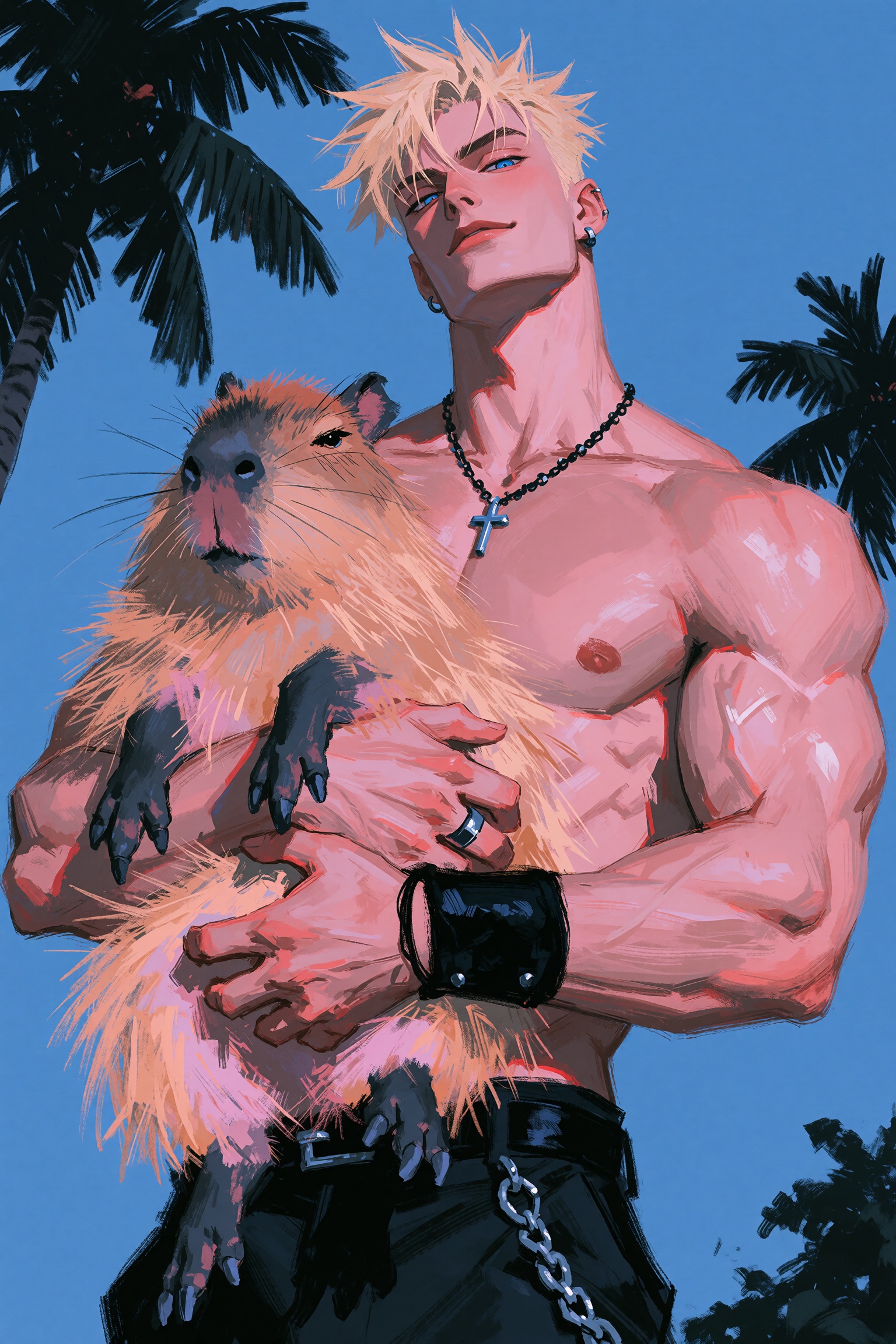 highres,  absurdres,  @M4LPH4SX This digital painting depicts a muscular on Tensor.Art