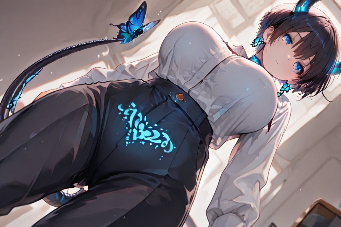 Clad in clothing,  a beautiful,  full bustline on Tensor.Art