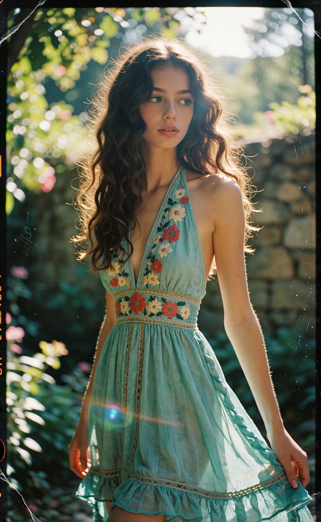 Capture a charmingly retro,  nostalgic scene using a Kodak Instamatic X-15F camera loaded with Fujifilm Instax Wide100 fil...