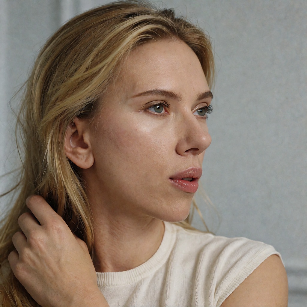 Premium cinematic portrait frame,  side-weighted composition with the face placed on the left third and clean negative spa...