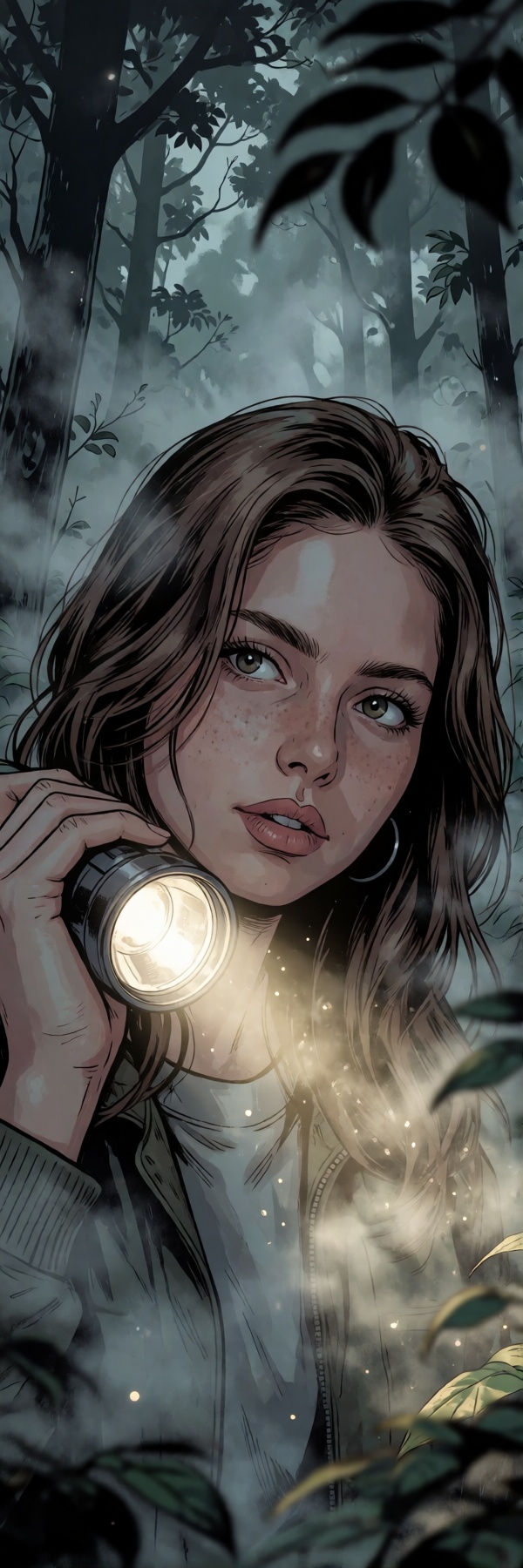 A dark,  gritty vintage-style illustration with realistic rendering and detailed linework. The scene is framed as a tight...