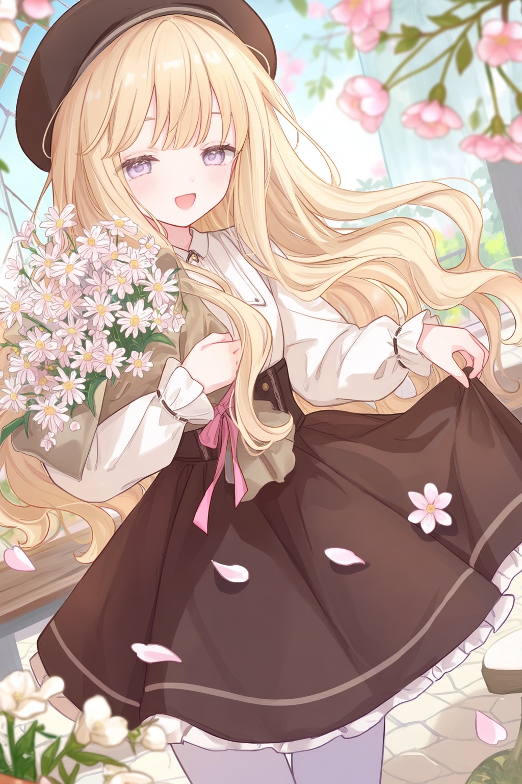 1girl,  bench,  beret by 青秋 on Tensor.Art