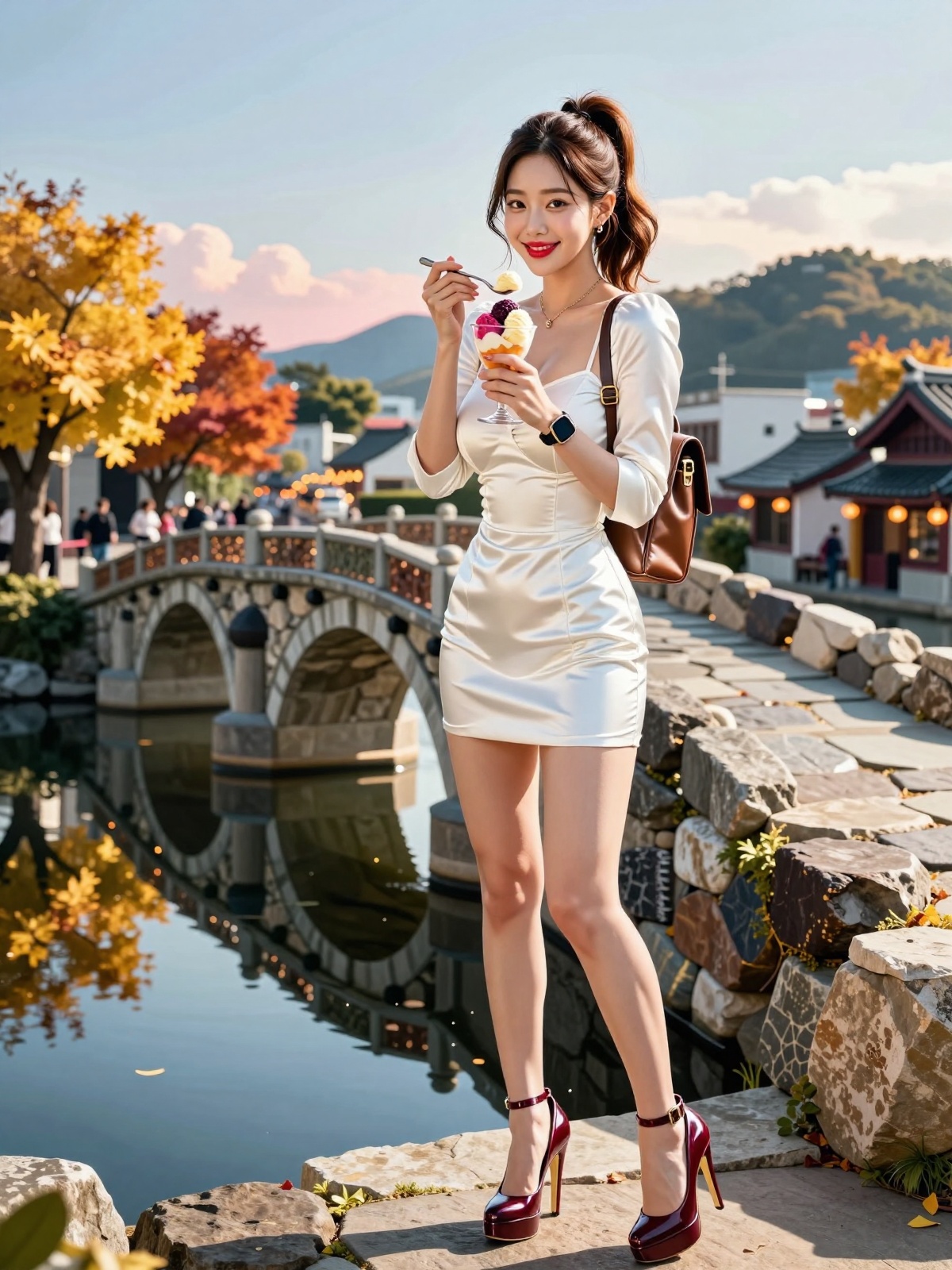 Korean Woman Image Real Photo: 2.0,  Height 185cm,  Hourglass figure with round and voluptuous I-cup breasts on Tensor.Art
