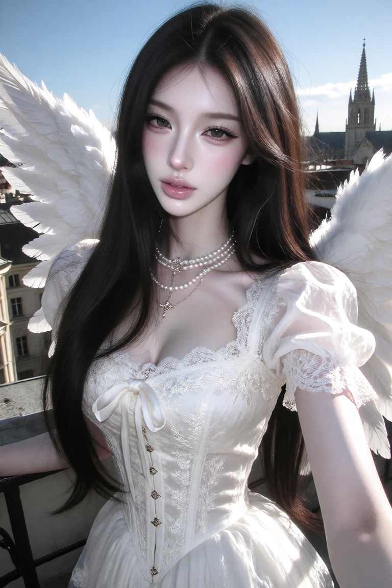 1 woman,  long straight dark brown hair falling naturally over her shoulders,  fair smooth skin on Tensor.Art