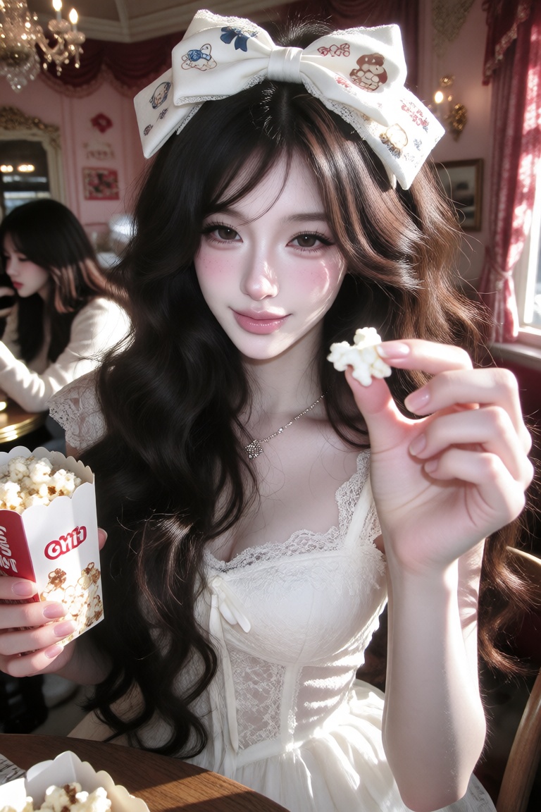 1 woman,  long thick dark brown wavy hair,  soft loose curls cascading over her shoulders on Tensor.Art