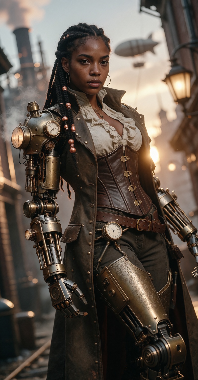 soft ambient occlusion,  ) Photorealistic steampunk cinematic portrait of an African American woman,  30 on Tensor.Art