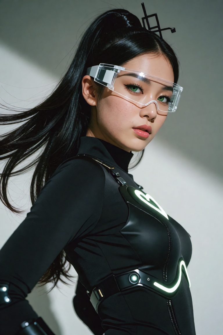 An ultra-realistic high-end editorial fashion photograph captured on Kodak Portra 800 analog film,  featuring a dynamic lo...