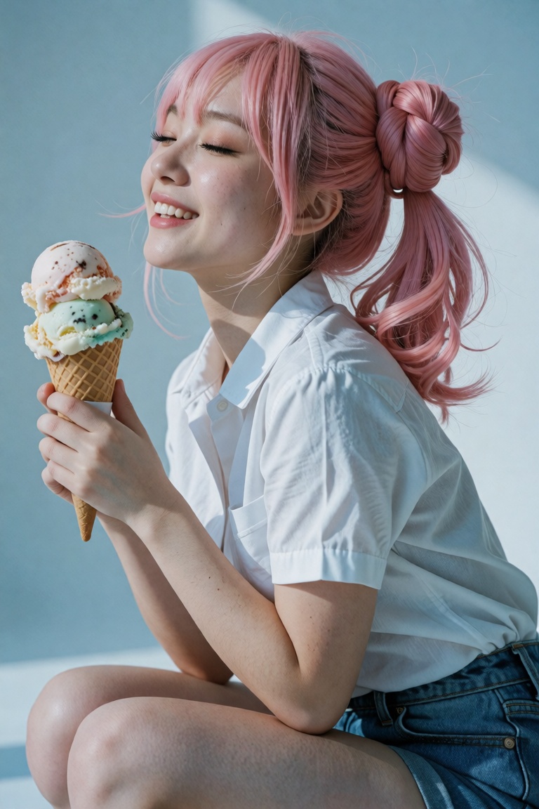 An ultra-realistic high-end lifestyle fashion photograph captured on Kodak Portra 800 analog film with rich organic film g...