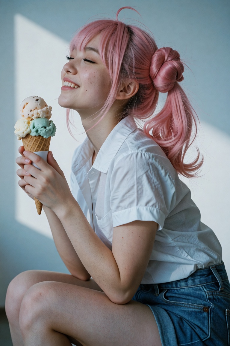 An ultra-realistic high-end lifestyle fashion photograph captured on Kodak Portra 800 analog film with rich organic film g...