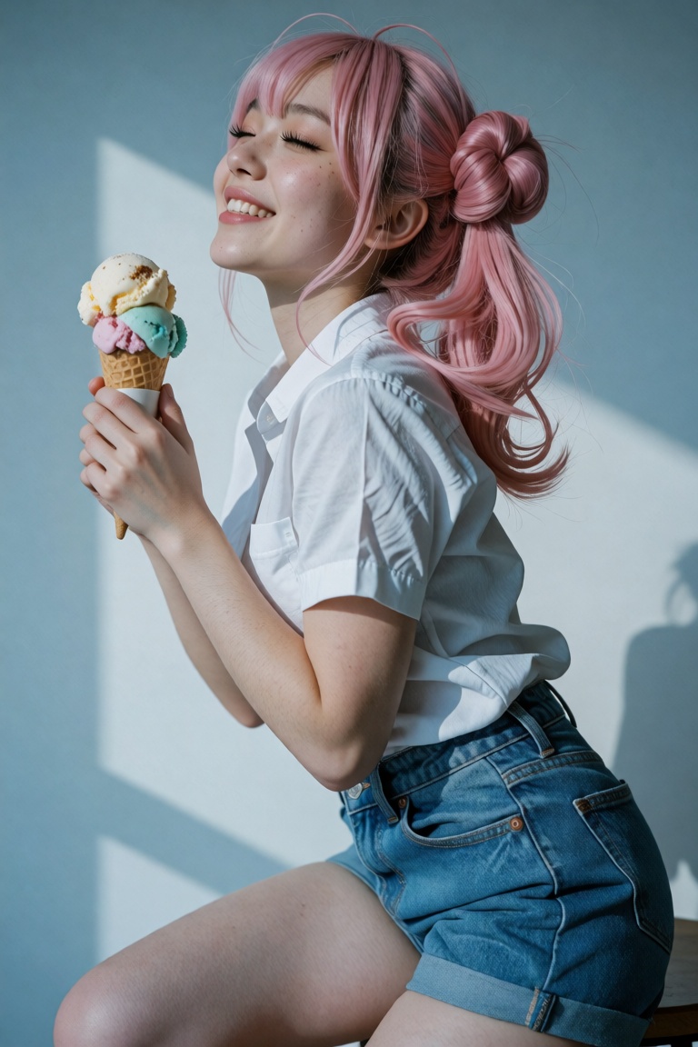 An ultra-realistic high-end lifestyle fashion photograph captured on Kodak Portra 800 analog film with rich organic film g...