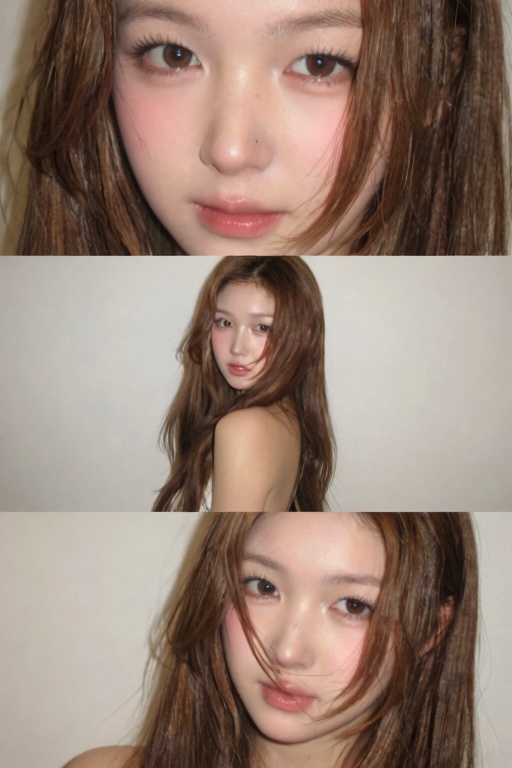 Create an ultra-realistic,  high-definition vertical 9:16 Y2K-inspired photo collage featuring the same beautiful ***** wo...