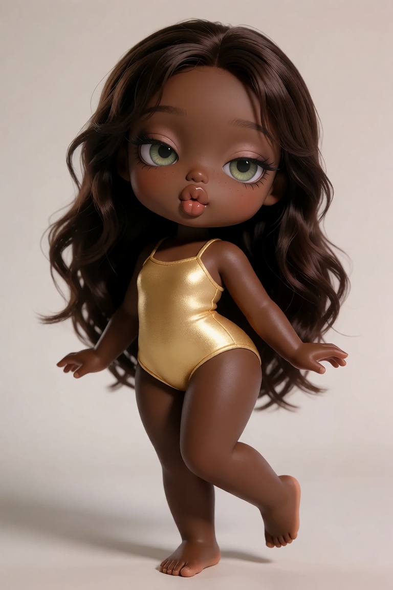 8JD_d0ll_5tyl3,  stylized 3D doll aesthetic:,  dark skin on Tensor.Art