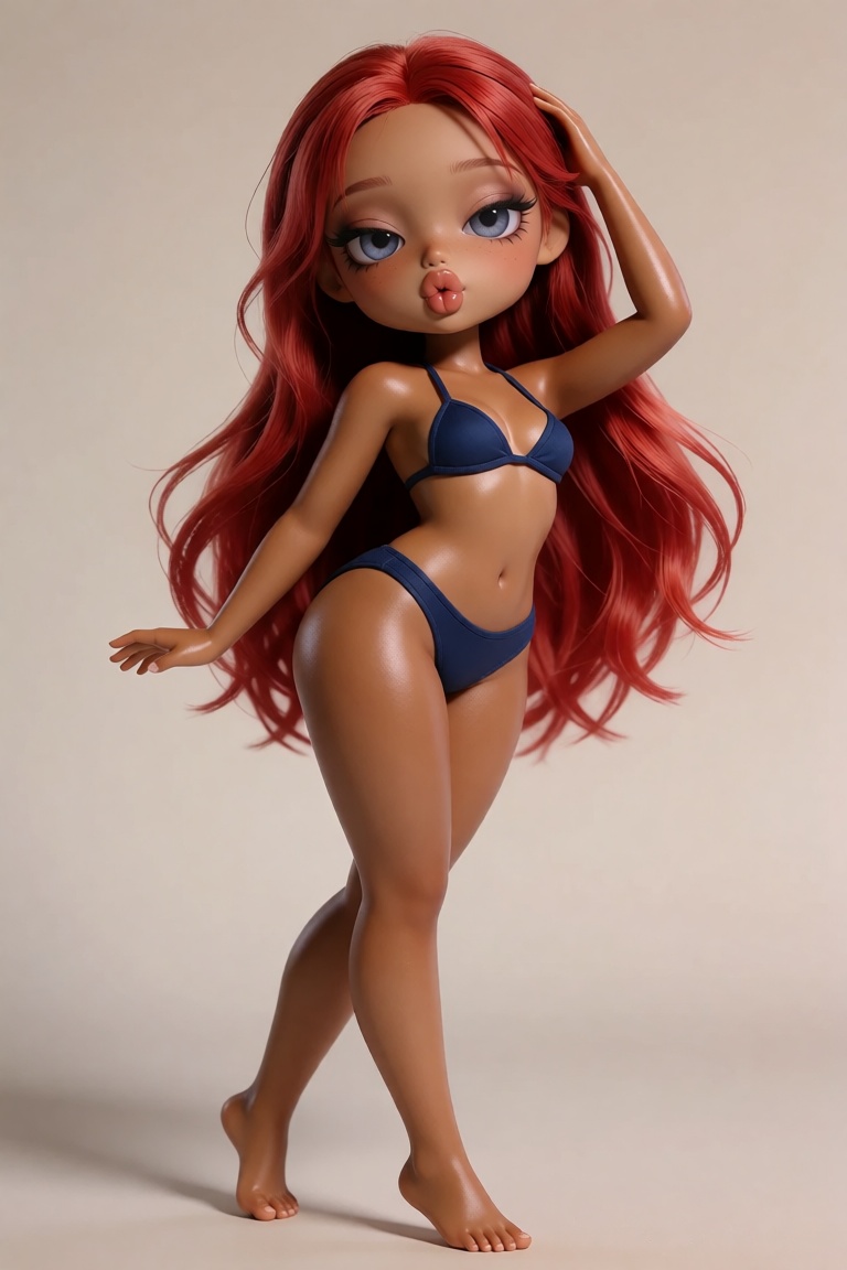8JD_d0ll_5tyl3,  stylized 3D doll aesthetic,  bronzed skin with tan lines on Tensor.Art