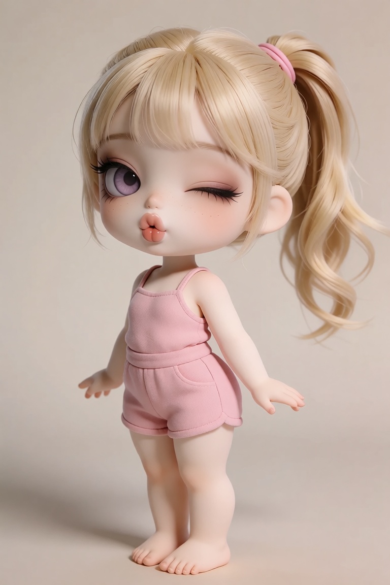8JD_d0ll_5tyl3,  3D stylized doll character,  blonde ponytail on Tensor.Art