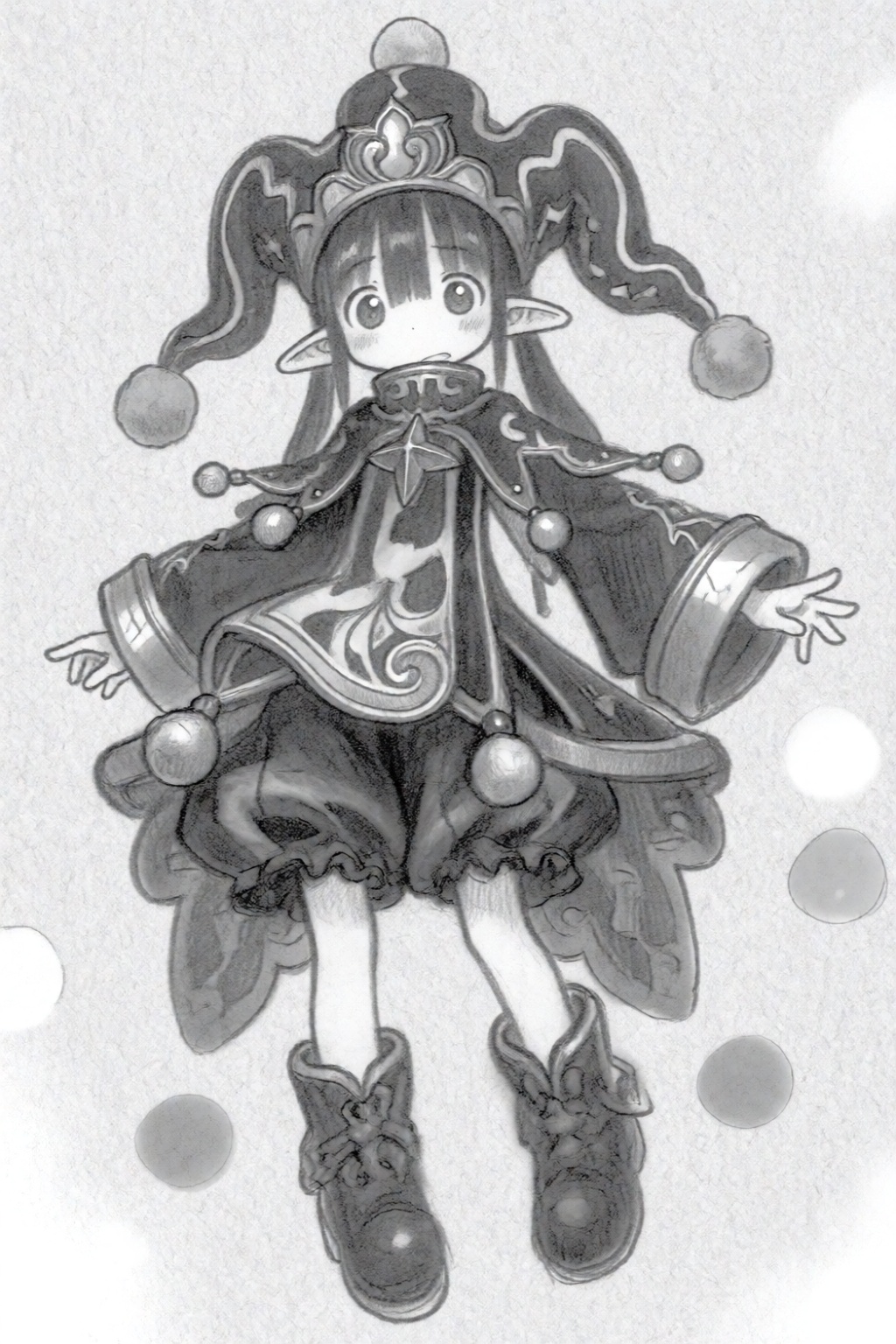 tsukushistyle,  a character with energetic anime proportions and pointed elf ears stands in a front-facing full-body pose....