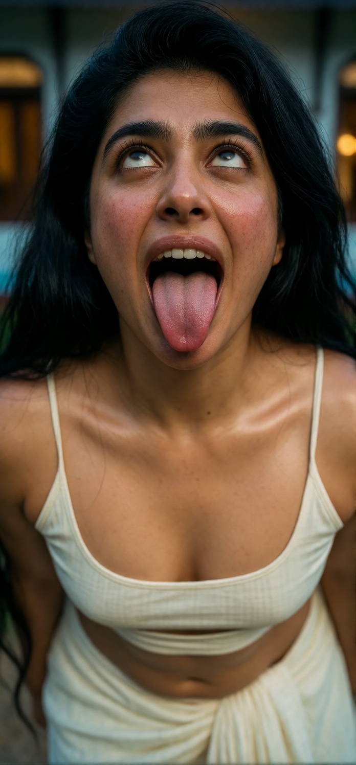 raw photo,  highly detailed,  photorealistic close-up portrait of a young Indian woman with medium warm brown skin showing...