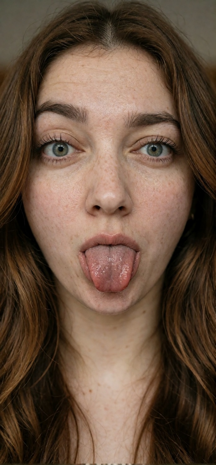 raw photo,  highly detailed,  photorealistic close-up portrait of a young woman with long wavy chestnut-brown hair on Tens...