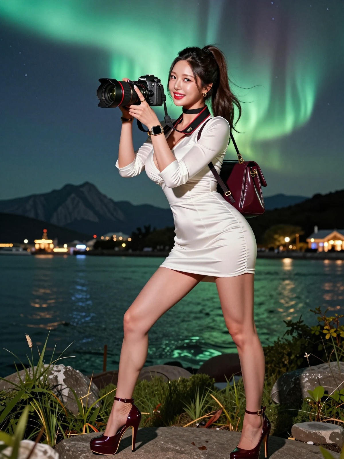 Korean Woman Image Real Photo: 2.0,  Height 185cm,  Hourglass figure with round and voluptuous I-cup breasts on Tensor.Art