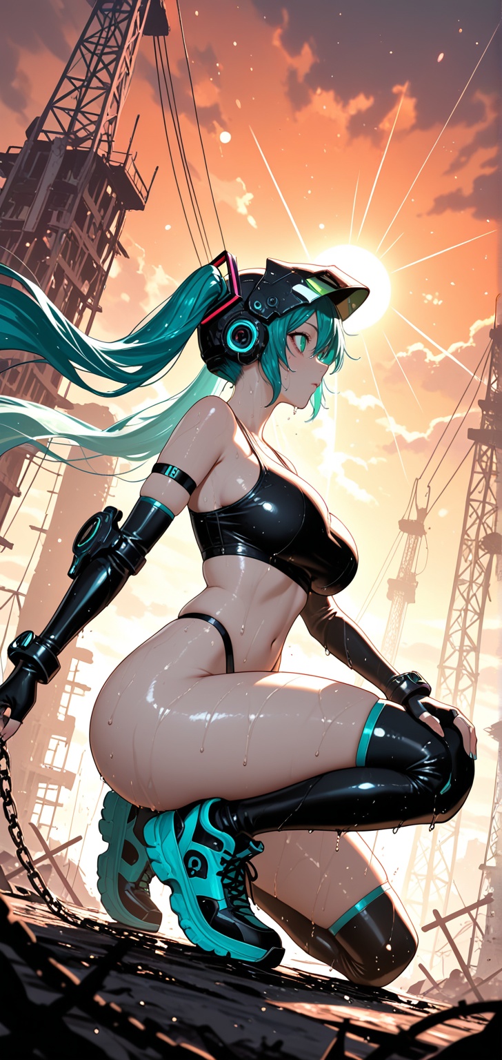 a mecha musume,  with fair white skin,  flowing black hair on Tensor.Art