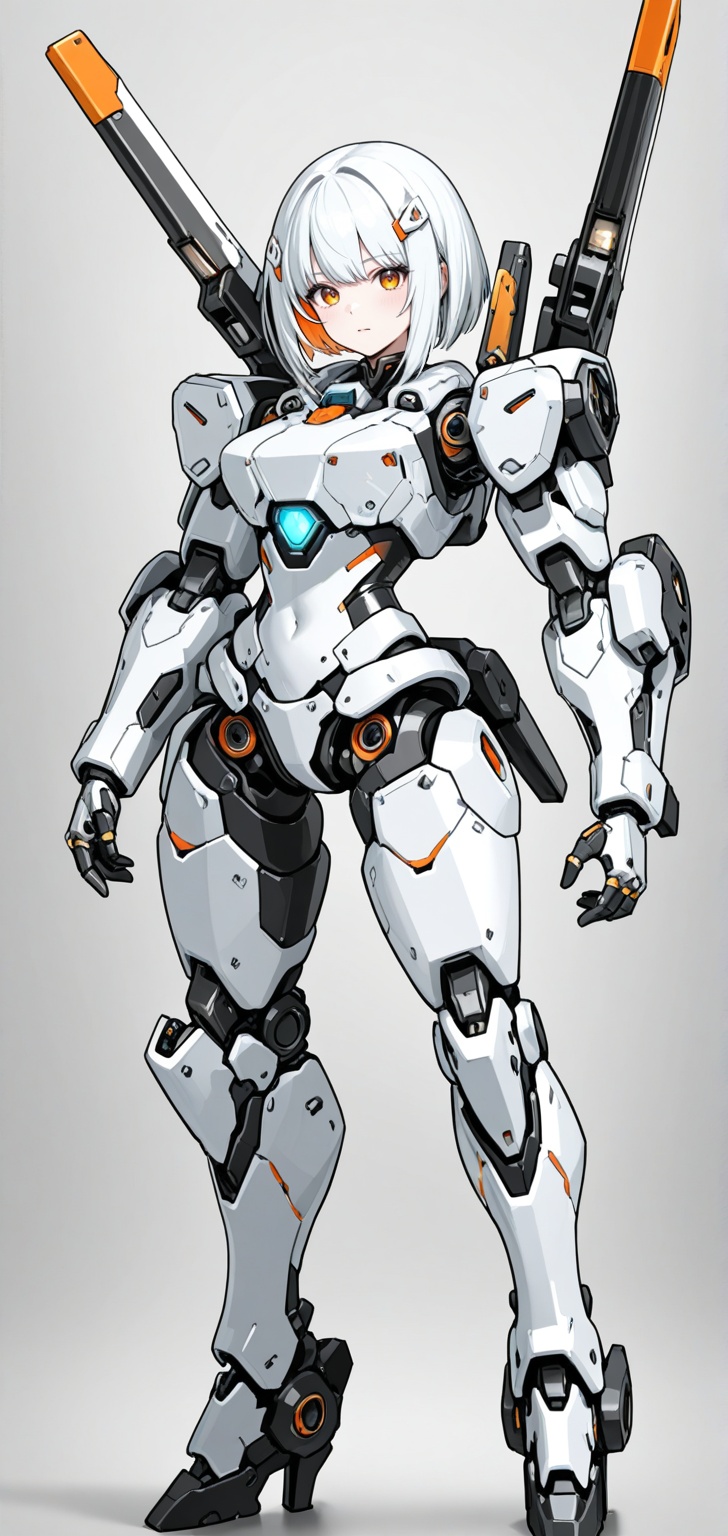 A futuristic humanoid-mech hybrid character with intricate mechanical details. The character has a sleek,  armored appeara...