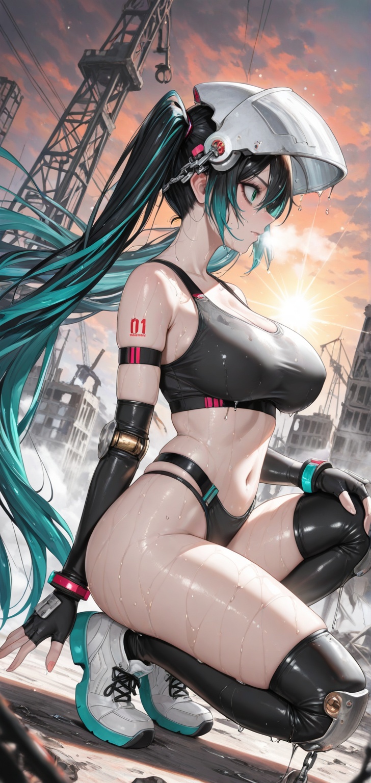 a mecha musume,  with fair white skin,  flowing black hair on Tensor.Art
