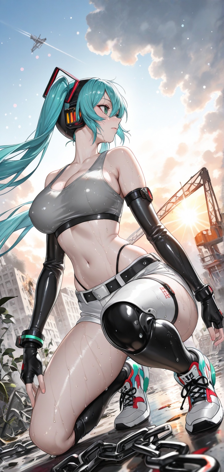 a mecha musume,  with fair white skin,  flowing black hair on Tensor.Art