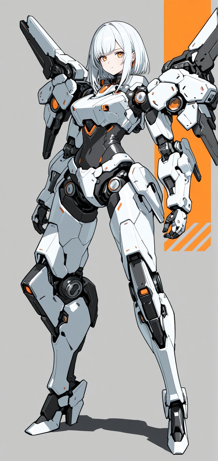 A futuristic humanoid-mech hybrid character with intricate mechanical details. The character has a sleek,  armored appeara...