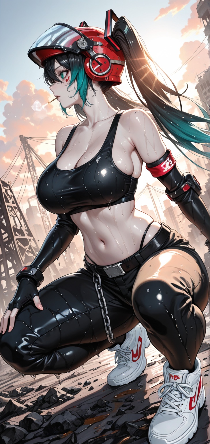 a mecha musume,  with fair white skin,  flowing black hair on Tensor.Art
