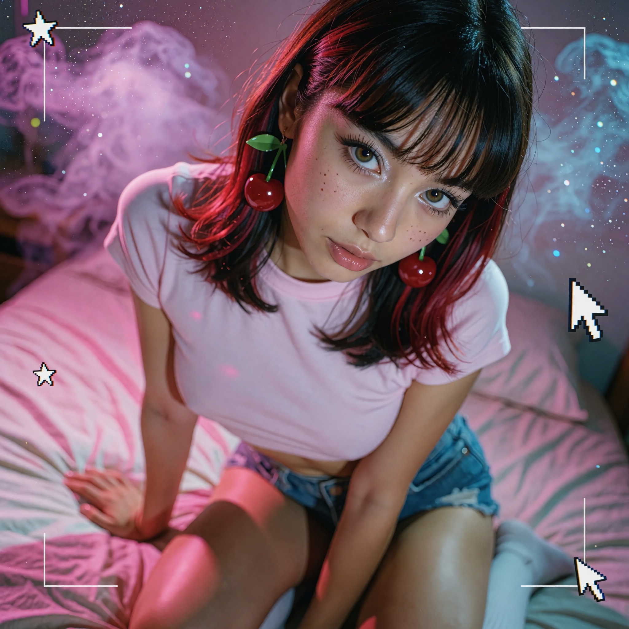 > Cinematic analog masterwork shot on Kodak Portra 800,  captured from a striking 45-degree upward Dutch-tilt low angle. A...