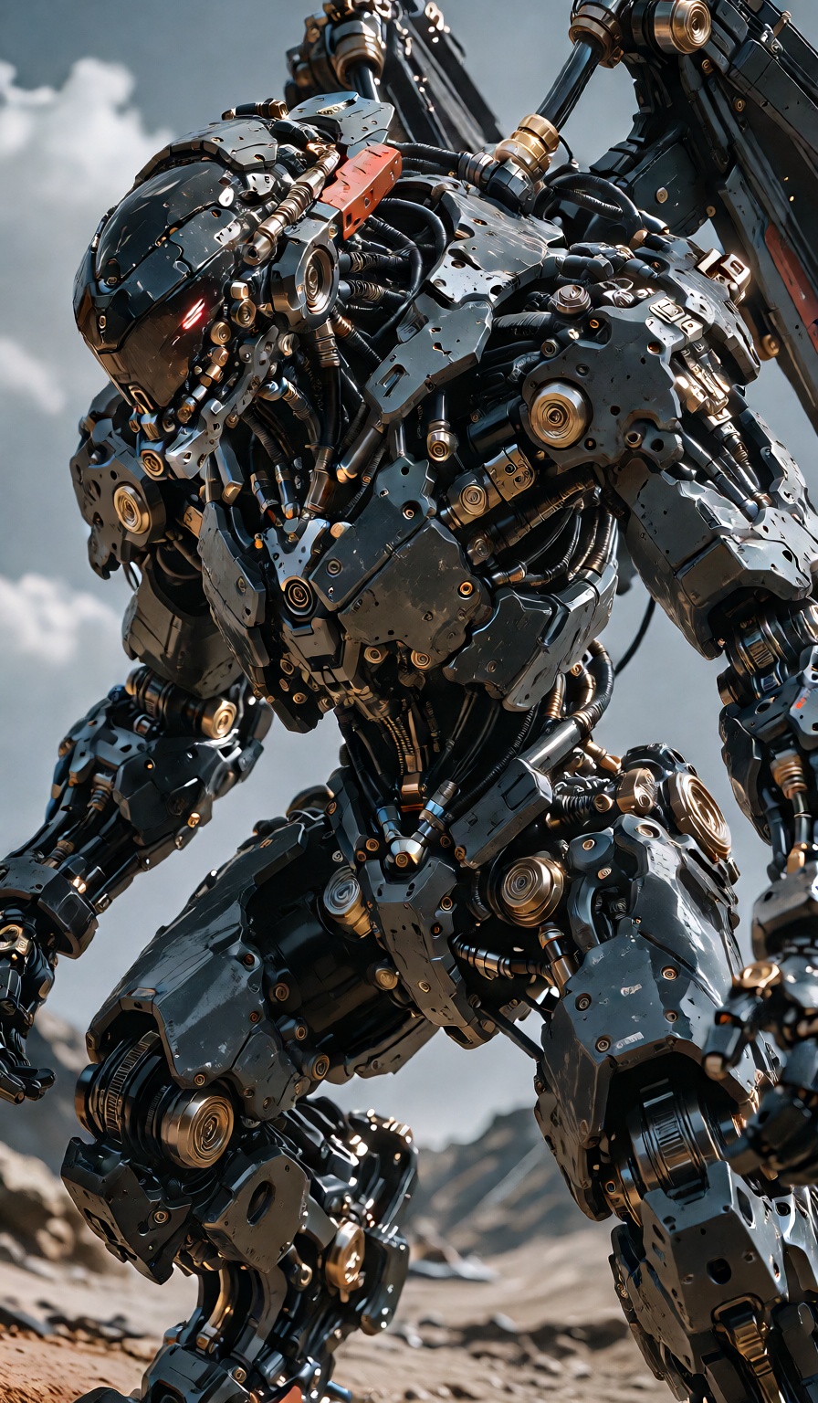 Large,  imposing,  dark-grey mech on Tensor.Art