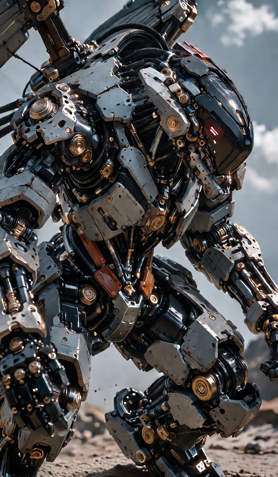 Large,  imposing,  dark-grey mech on Tensor.Art