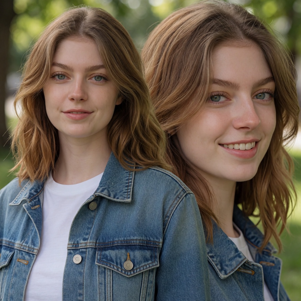 Professional editorial portrait photograph taken during an outdoor photoshoot in a park. Captured with a full-frame camera...