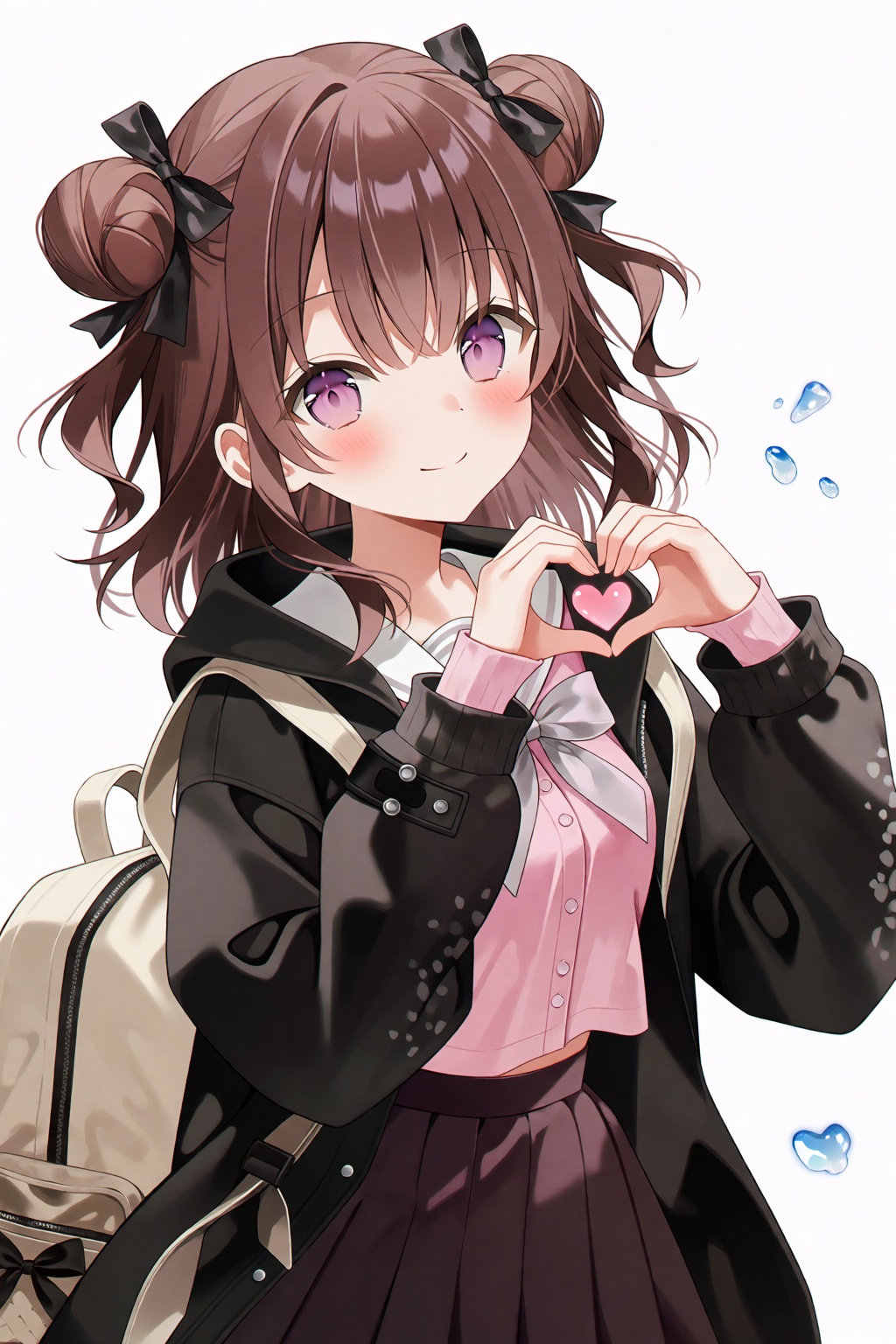 weri style. 1girl,  heart hands,  hair bun on Tensor.Art