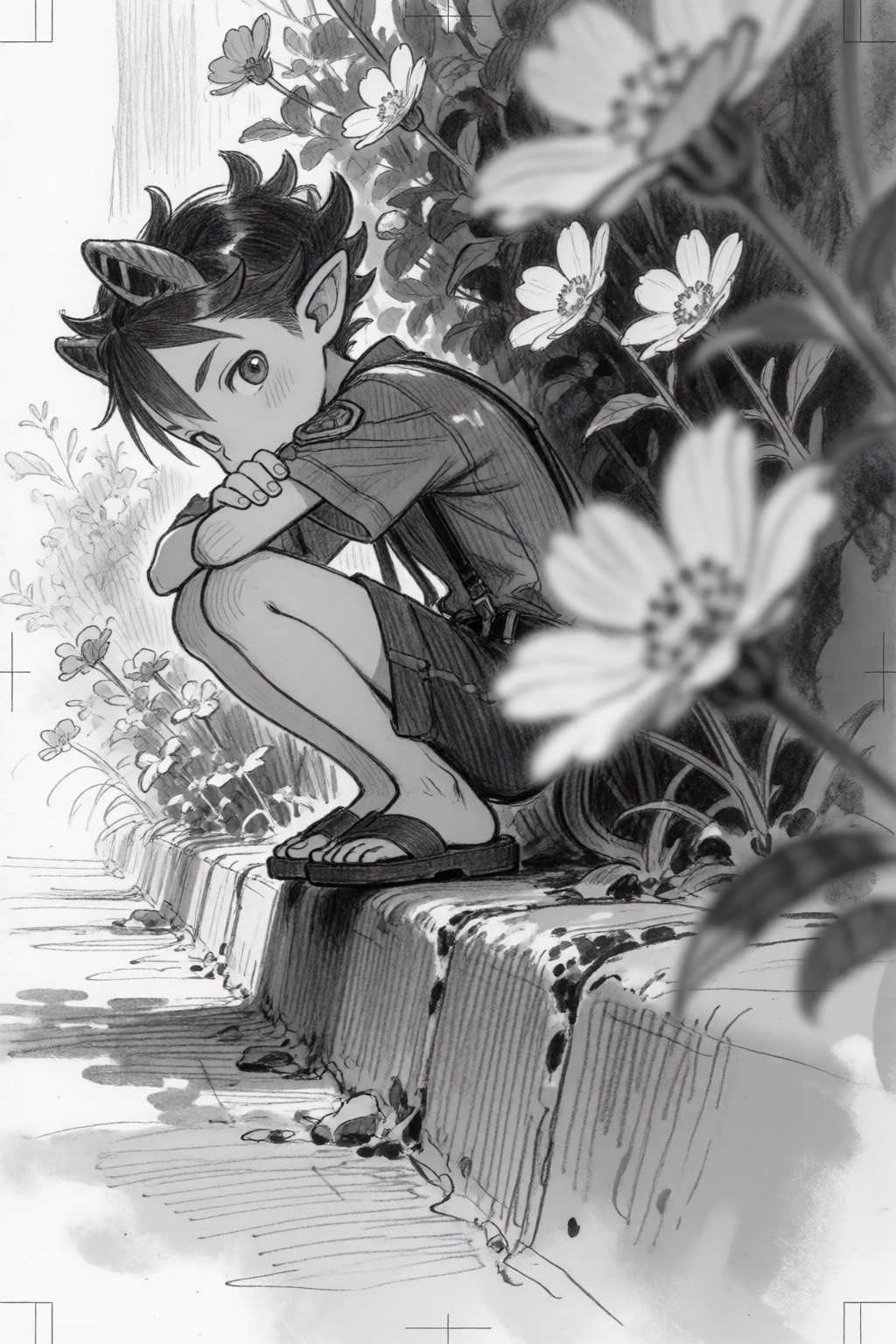tsukushistyle,  in a dynamic close-up low-angle framing,  a young male character with dark on Tensor.Art