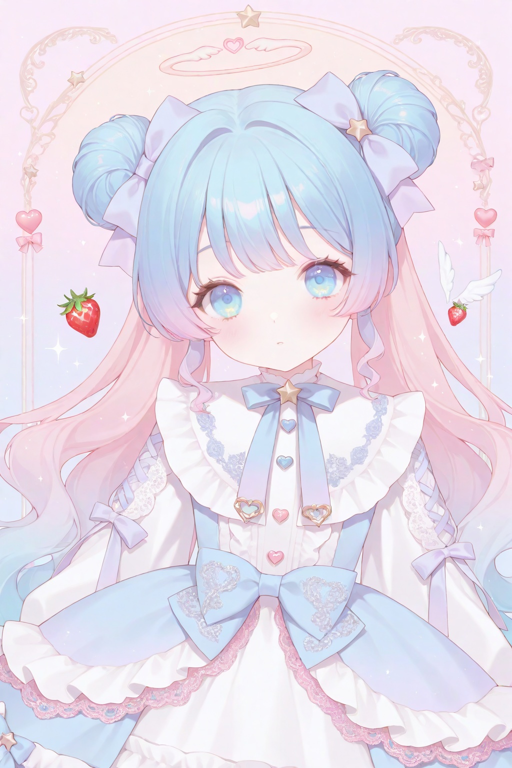 1girl,  blue hair,  double bun by 月大魔王|The Moonly Demon King on Tensor.Art