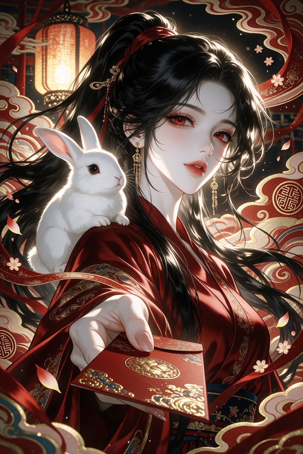 Dynamic close-up PFP of a captivating ***** manhwa woman,  pale peach skin,  large ruby-brown eyes on Tensor.Art
