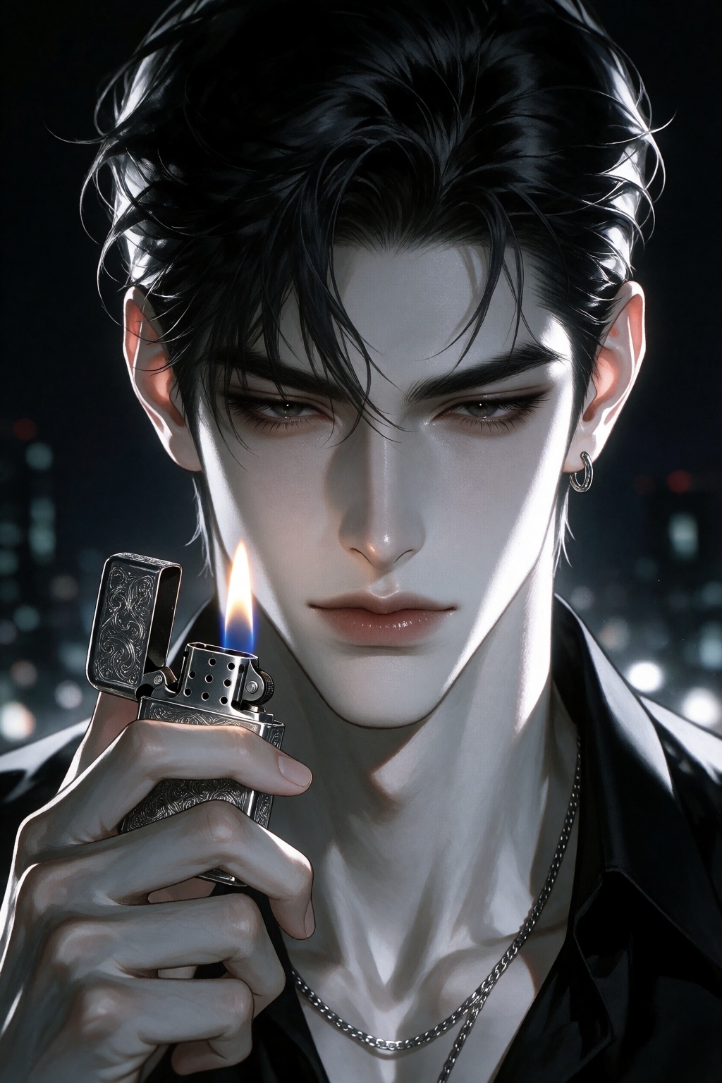 Cinematic close-up PFP portrait of a devastatingly handsome ***** manhwa man,  centered face-and-shoulders composition,  s...