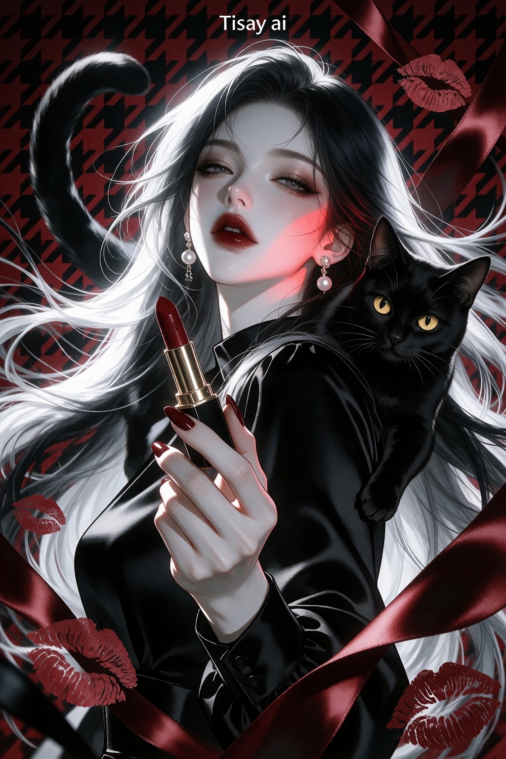 Dynamic close-up PFP of a breathtakingly beautiful ***** manhwa woman,  luminous porcelain skin,  sharp feline eyes on Ten...