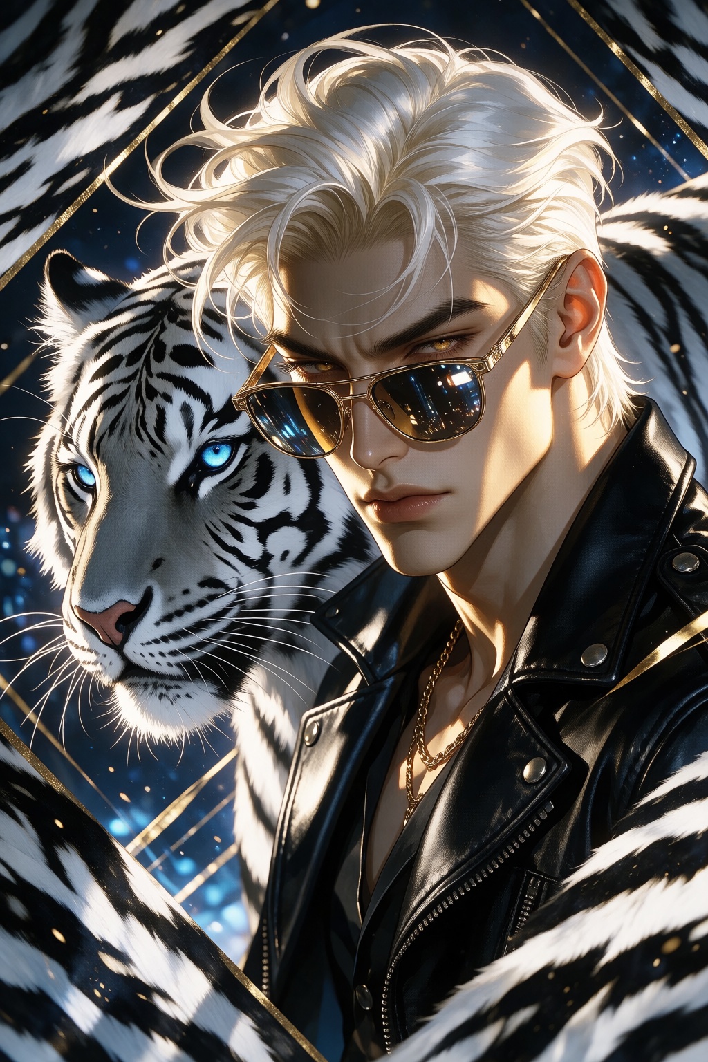 Dynamic close-up PFP of an extraordinarily handsome ***** manhwa man,  warm golden skin,  sculpted jaw on Tensor.Art
