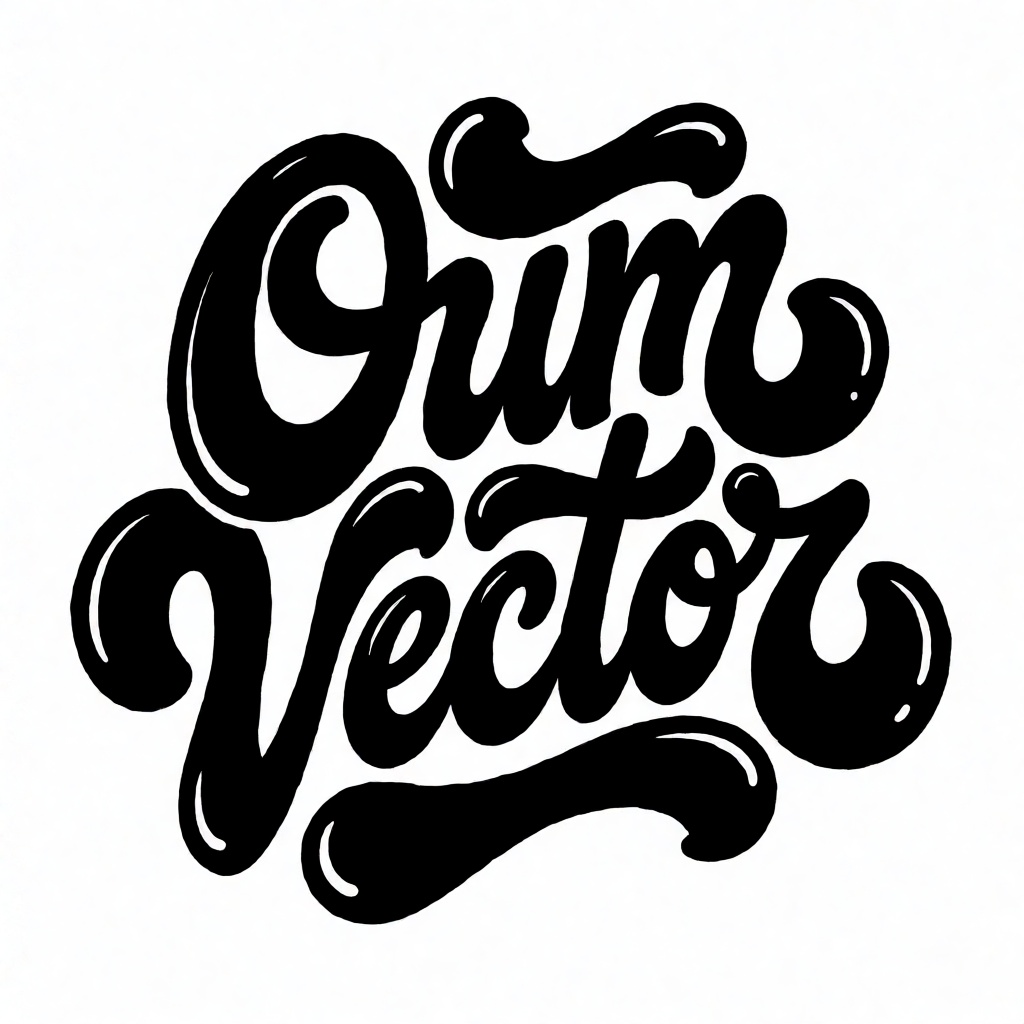 oumvect4or,  design illustration. The image displays a stylized,  black-and-white graphic illustration of the words "Oum V...