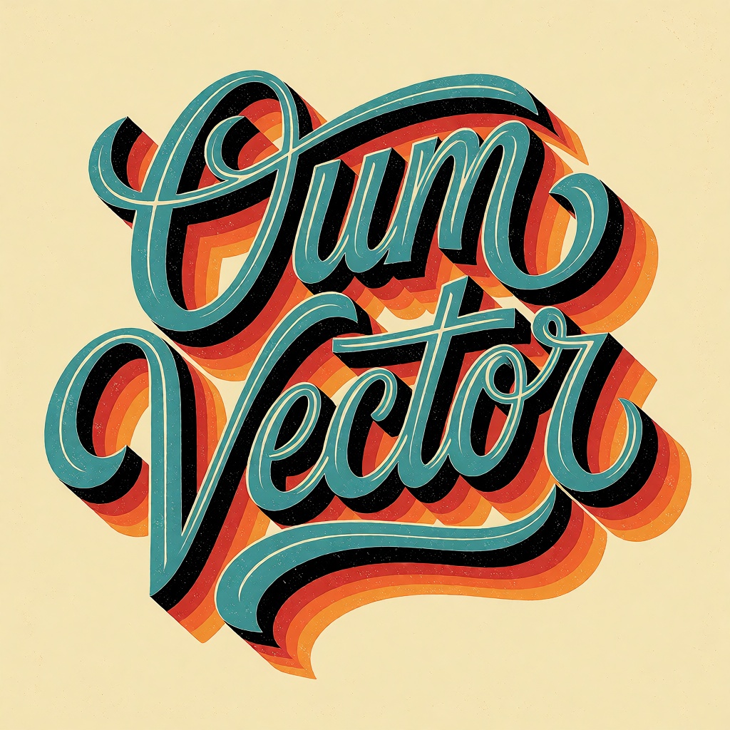 oumvect4or,  design illustration. The image displays a stylized typographic illustration of the word "Oum Vector" rendered...
