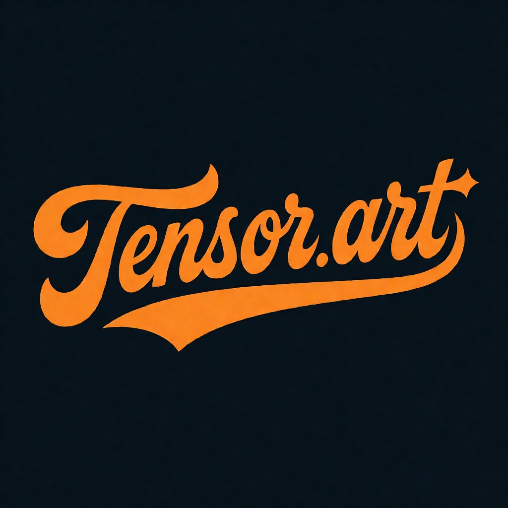 oumvect4or,  design illustration. The image displays a stylized text logo reading "Tensor.art" in a bold,  cursive script....