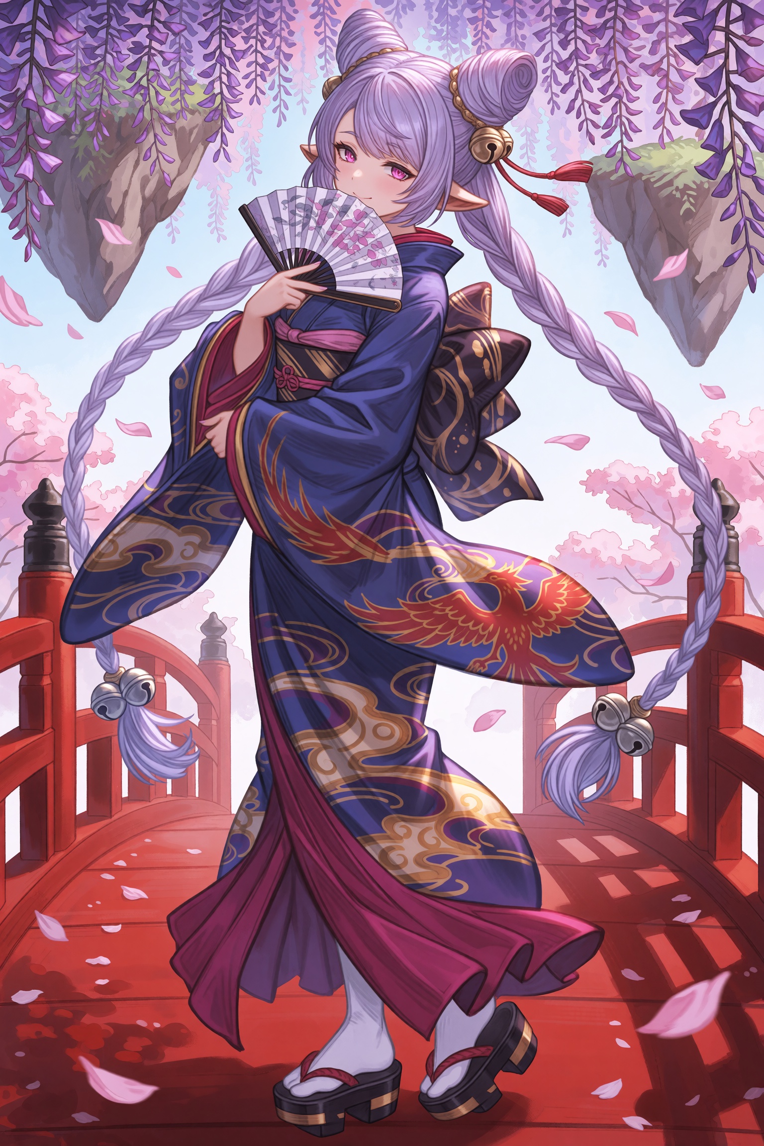 highres,  absurdres,  granblue fantasy style A young Erune woman with hair the color of ripe lavender on Tensor.Art