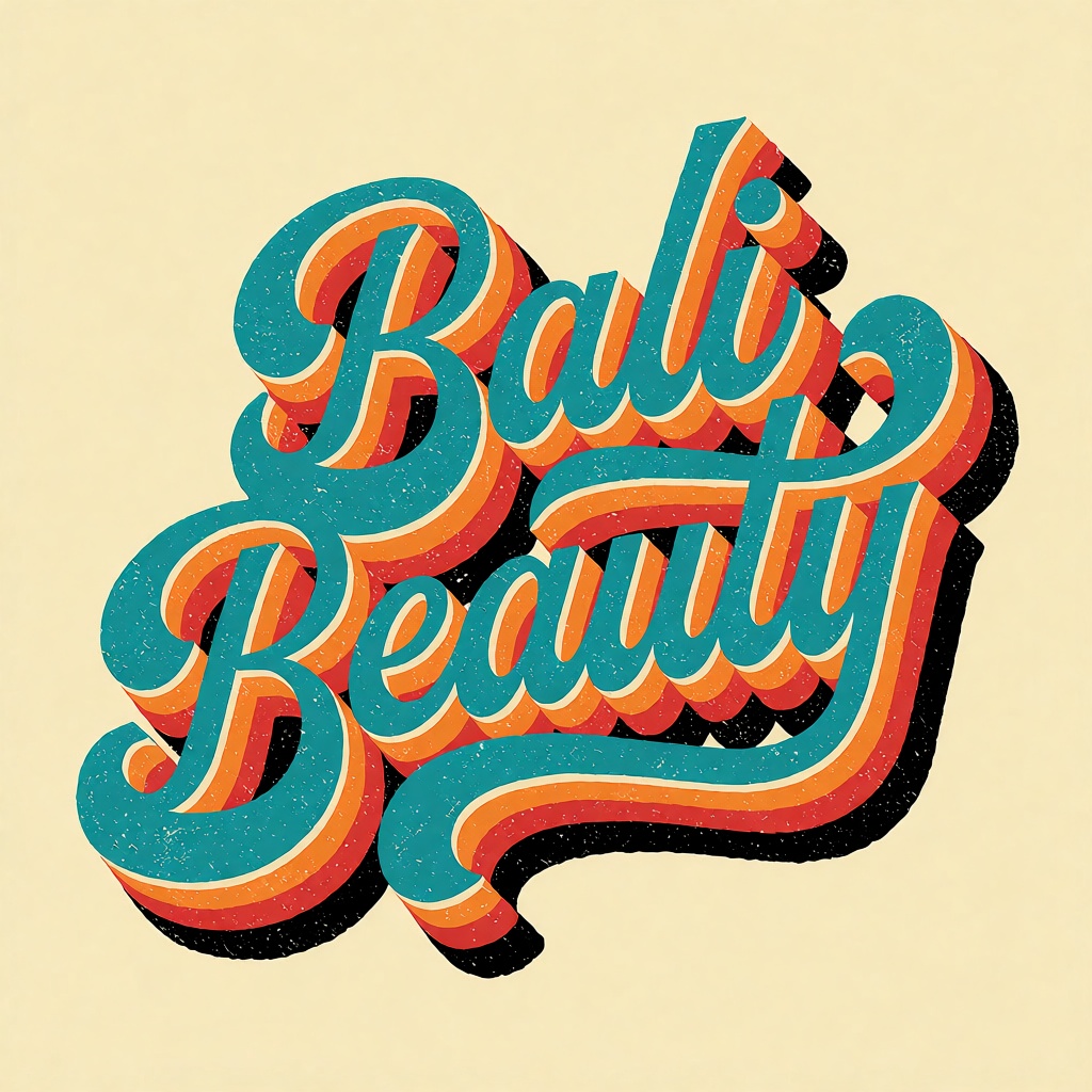 oumvect4or,  design illustration. The image displays a stylized typographic illustration of the word "Bali Beauty" rendere...