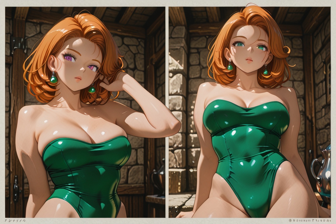 Green leotard,  dq4_sofia,  SHIMERU FUBATA on Tensor.Art