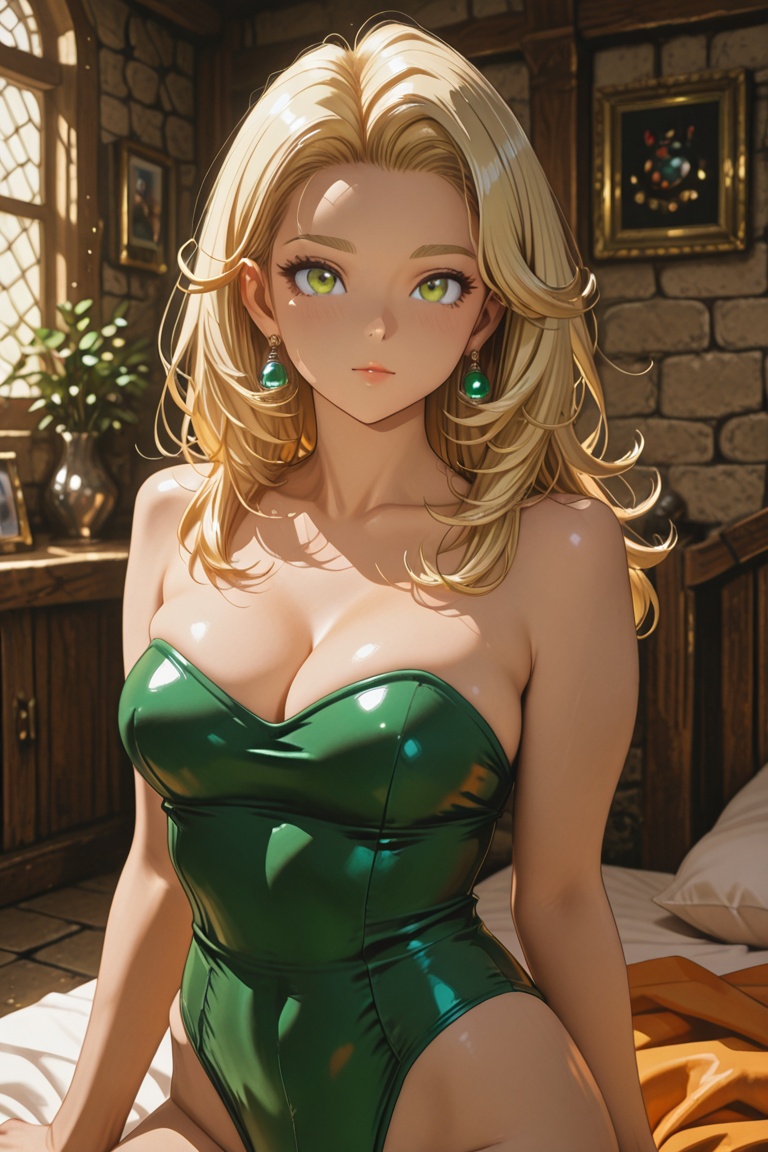 Green leotard,  dq4_sofia,  SHIMERU FUBATA on Tensor.Art