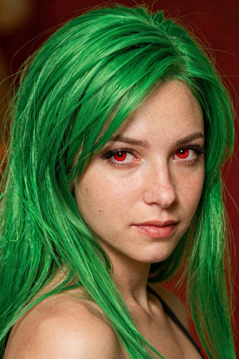 lilyaohwx,  portrait,  green hair on Tensor.Art