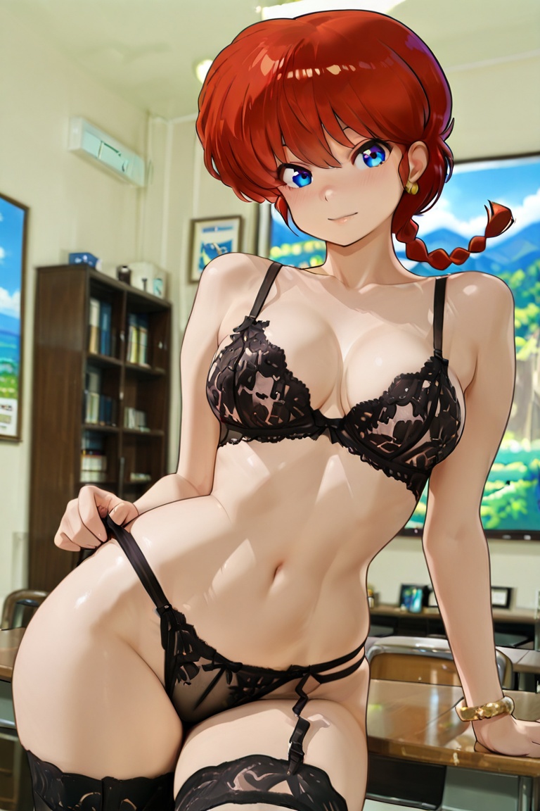 Ranma-chan,  blue eyes,  purple eyeshadow woman on Tensor.Art